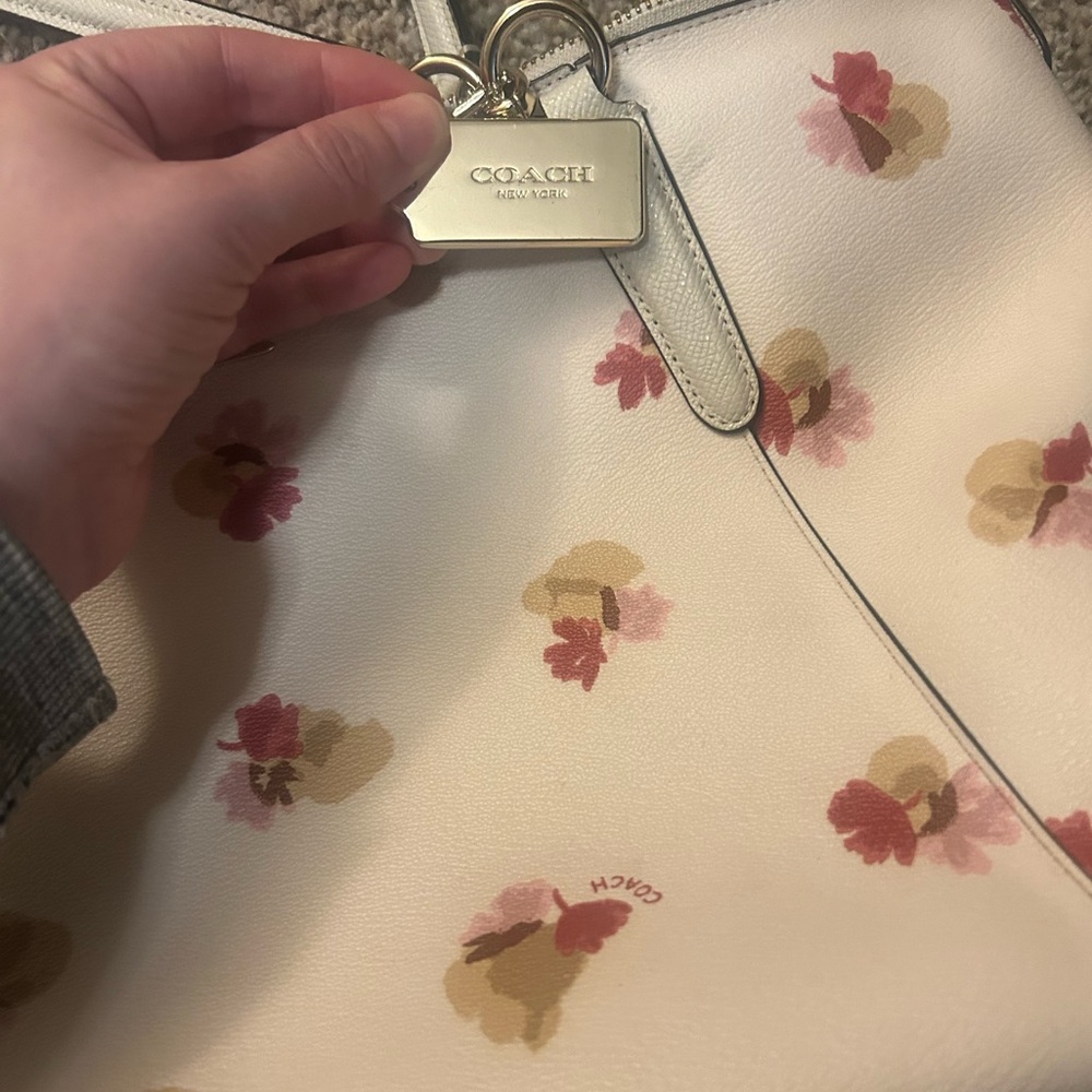 Coach Off-White Floral Shoulder Bag, Pink beige flowers, Silver/ Gold tone - Picture 7 of 9